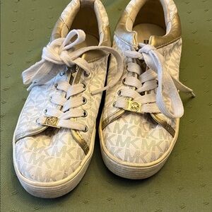 Michael Kors kids Gold and cream Logo Sneakers size 2